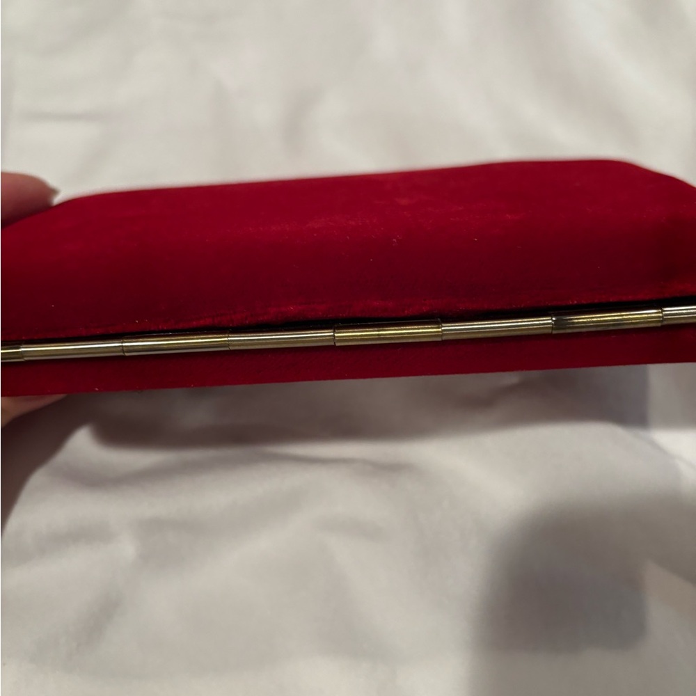 Red Clutch with Rhinestone Accent - Picture 6 of 10